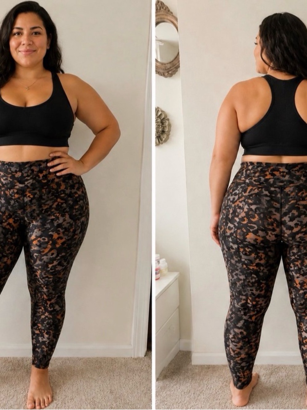 Fabletics High-Waist Abstract Leopard Leggings - Black & Brown